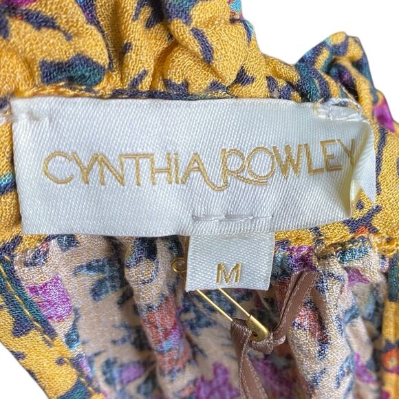 Cynthia Rowley Top Womens M Floral Boho High Neck Halter Sleeveless Tank NWT - Picture 3 of 13